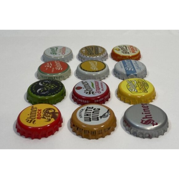 Lot of 12 Different Shiner Bock Texas Beer Bottle Caps Twist Top Lid - Picture 8 of 9